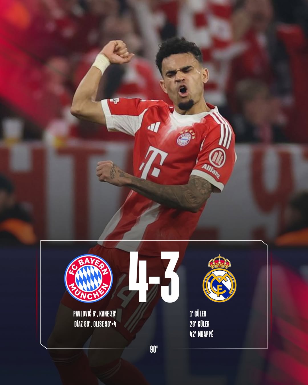 BAYERN ELIMINA AL REAL MADRID EN UN PARTIDAZO Y AVANZA A SEMIFINALES